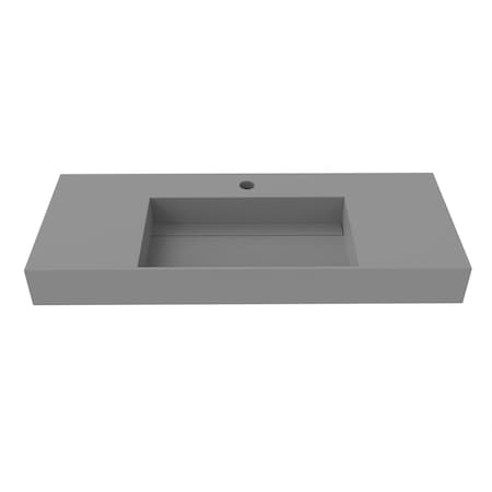 Castello Usa Juniper 48 in Solid Surface Wall-Mounted Bathroom Sink in Gray CB-GM-2056-48-G